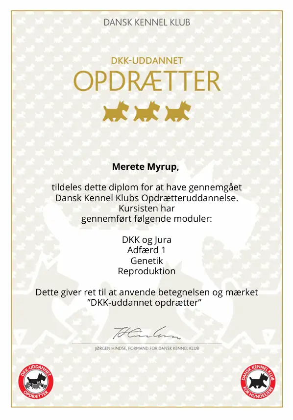 Breeder certificate